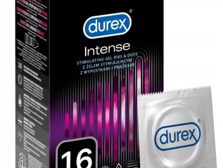 Durex prezerwatywy Intense 16 szt z wypustkami prążkami żel stymulujący Supply