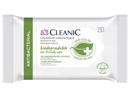 Antibacterial biodegradowalne chusteczki odświeżające z płynem antybakteryjnym 15szt. Online now