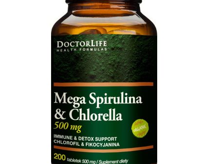 Mega Spirulina & Chlorella 500mg suplement diety 200 tabletek Cheap